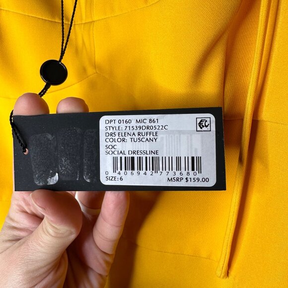 Gianni Bini Elena Ruffle Dress Size 6 Tuscany Flounce Hem Mustard Yellow New - Picture 8 of 11